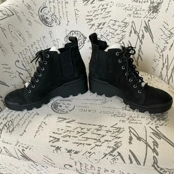 NEW, Eileen Fisher, Calm, Suede Shearling Booties - Picture 10 of 13